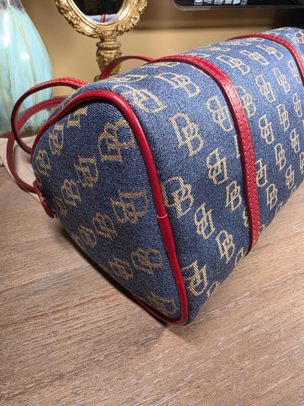 Dooney & Bourke Y2K Denim Monogram Barrel Bag & Pouch Set (Combine Retail $495)